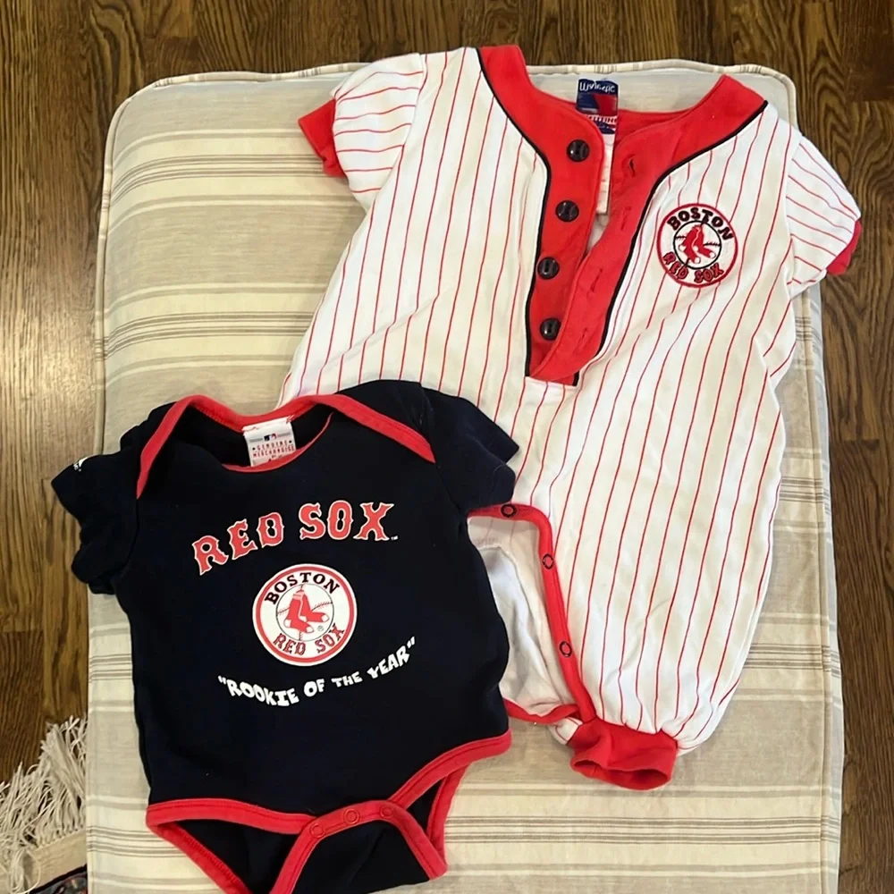 Genuine merchandise, Red Sox onesie, and Red Sox onesie, baseball outfit